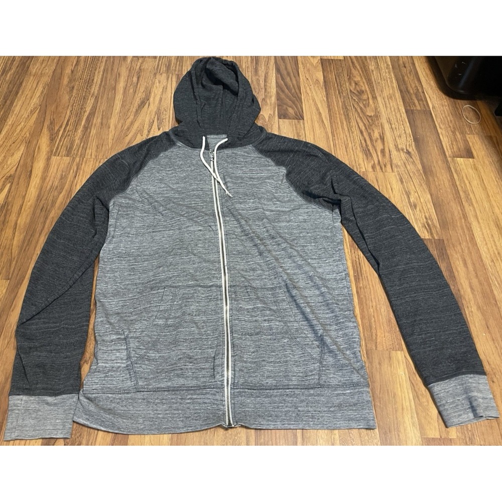 Old Navy Hoodie Mens Large Gray Full Zip Jersey Sweatshirt Lightweight